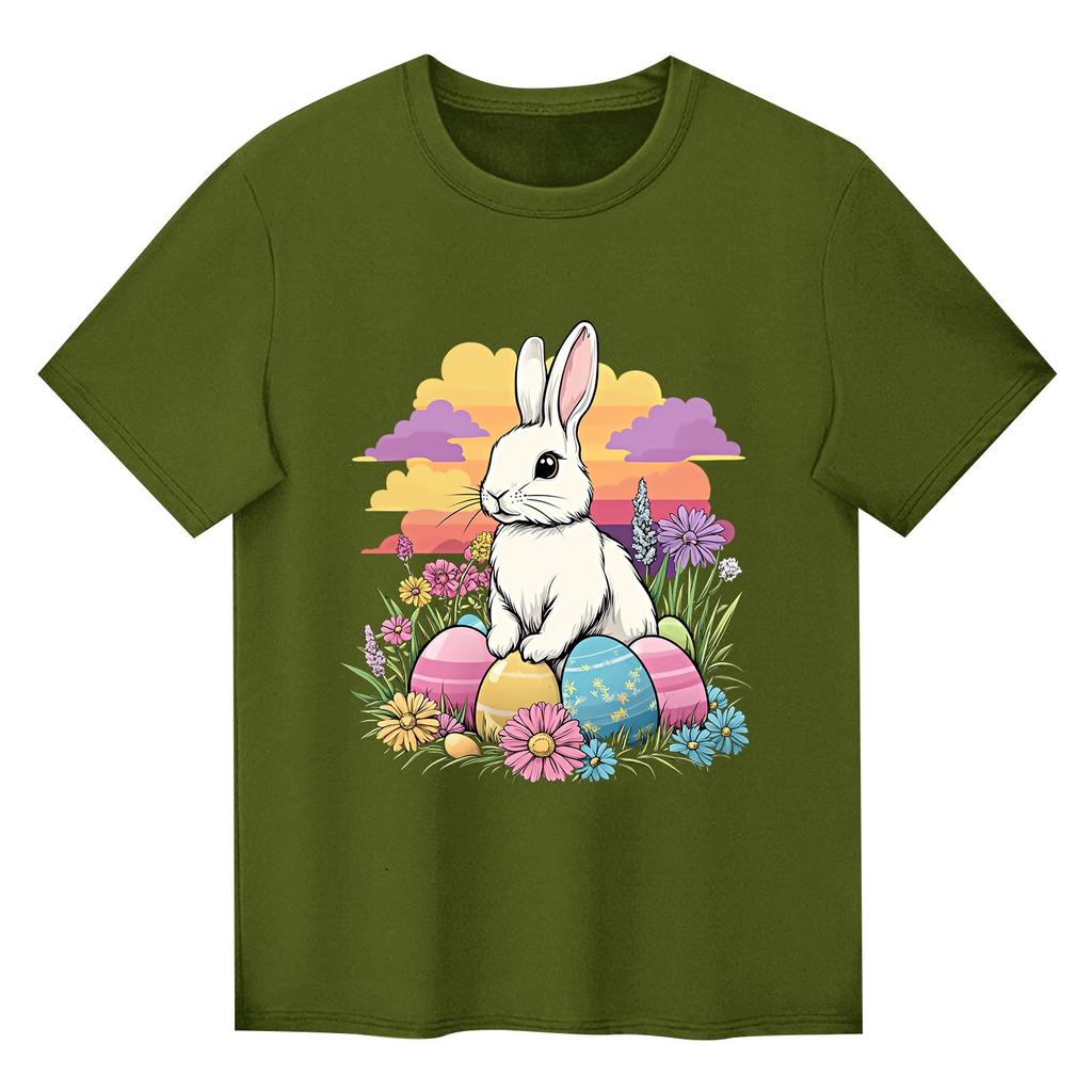 Children's Printed Short Sleeved Round Neck Casual Comfortable Loose Lightweight Top