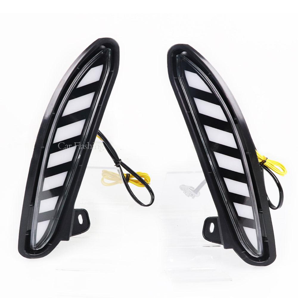 1 Pair For Toyota Harrier Venza Car DRL Lamp LED Daytime Running Light Dynamic Yellow Turn Signal Relay