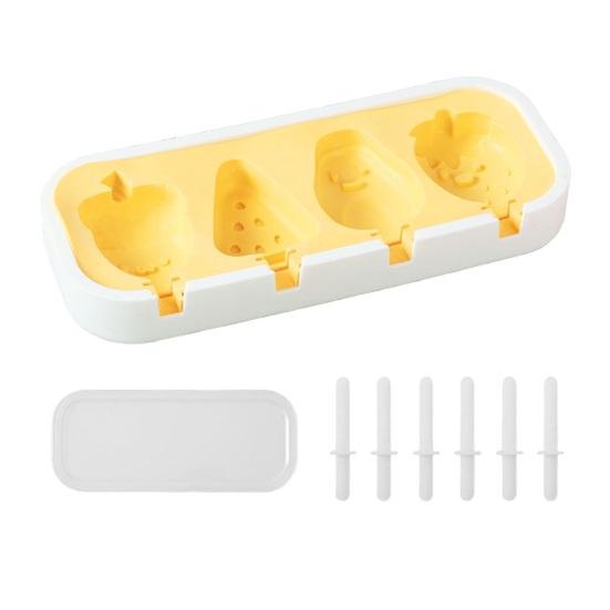 Popsicle Mold with Lid, Silicone Ice Cream Molds with 6 Sticks, 4 Cavities DIY Handmade Popsicle Mold for Making Cakesicles, Cake Pops, Ice Cream