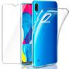 Protective Case - Samsung - Galaxy M10 - Transparent Silicone - Tempered Glass Film - Scratch-resistant