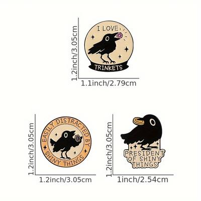 1pc Cute Black Bird Pin -Alloy Metal Brooch for Jackets, Bags, Hats - Gifts for Women, Bird Lovers, Everyday Accessories
