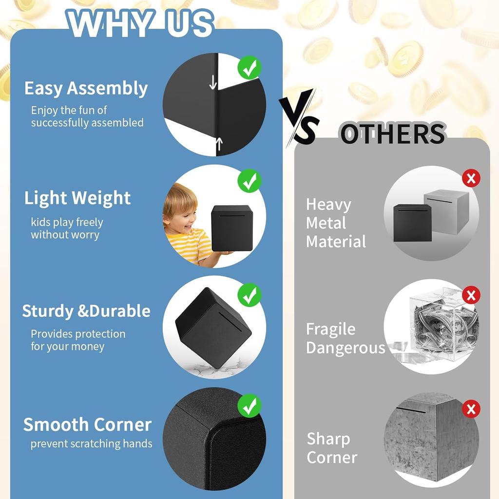 6" Piggy Bank for Adults for 2025 Savings, Must Break to Open Adult Piggy Bank for Cash, Interactive DIY Assembled Unopenable Money Savings Box