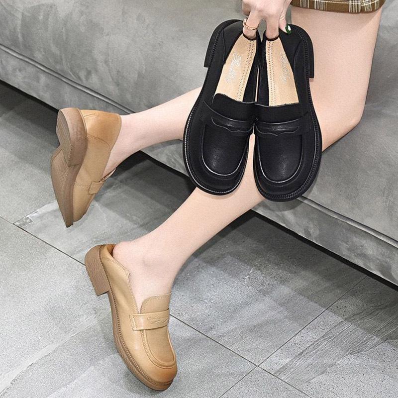 Shoes Women's Spring and Autumn New Leather Small Leather Shoes Flat Shoes Single Shoes Large Size Women's Shoes Casual