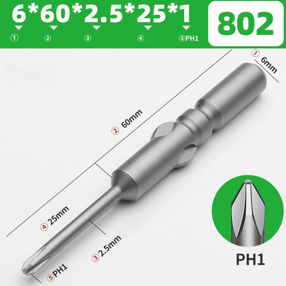 802 Electric Cross Screwdriver Bit Set with PH0 PH1 PH2 Heads 60 200mm