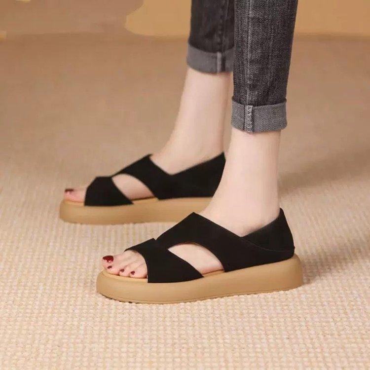 

Soft sheepskin~ platform sandals women s summer wear 2025 new models are beautiful and not tired of Roman shoes two wear cool slippers 40
