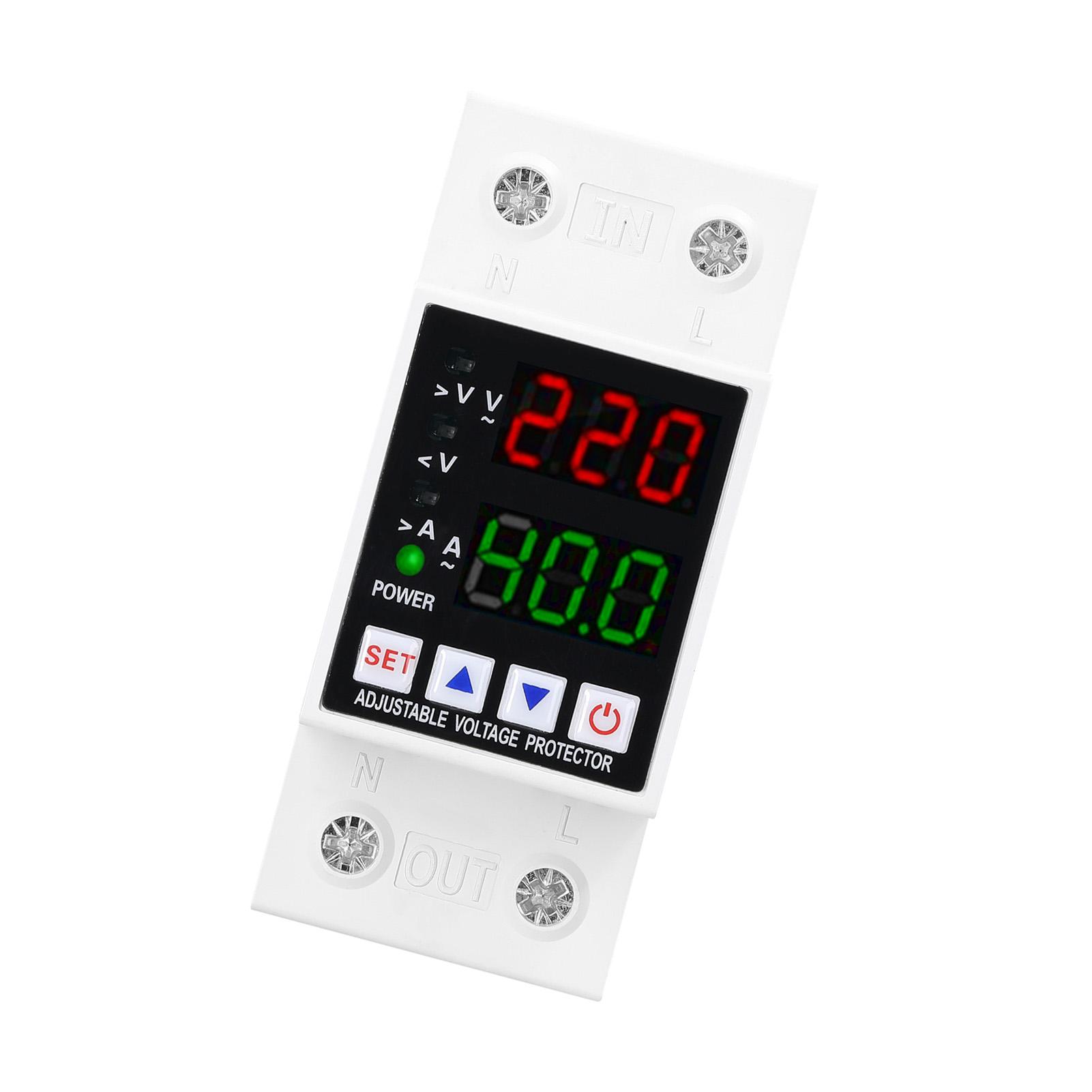 

Dual Display Adjustable Voltage Protector Intelligent Over voltage Under voltage Over current Protect Device Home Relay