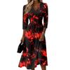 Women's Casual Three-Quarter Sleeve V-Neck Dress with Back Zipper for Stylish Everyday Wear