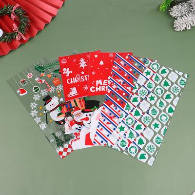 50 Stück Frohe Weihnachten Kunststoff-Süßigkeitsbeutel mit Band-Geschenkverpackungsbeutel