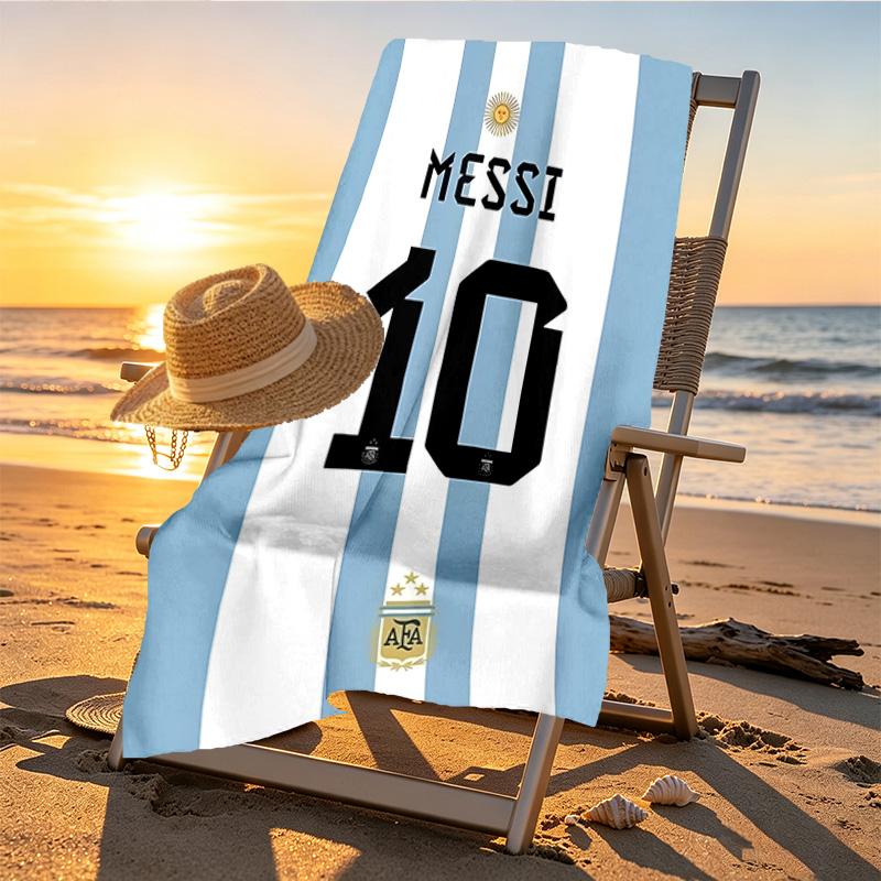 Lionel Messi Print Beach Towel Design, Soft, Lightweight. for Home Bathroom, Spa, Pool, Yoga, Surfing, Camping, Gift for Family, Friend