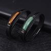 Handgefertigtes mehrlagiges Lederarmband für Herren, Retro-Edelstahlverschluss, Tigerauge-Steinarmband