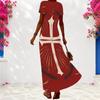 Women Plus Size V Neck Short Sleeve Star Swirl Printed Long Dress Red Blue White