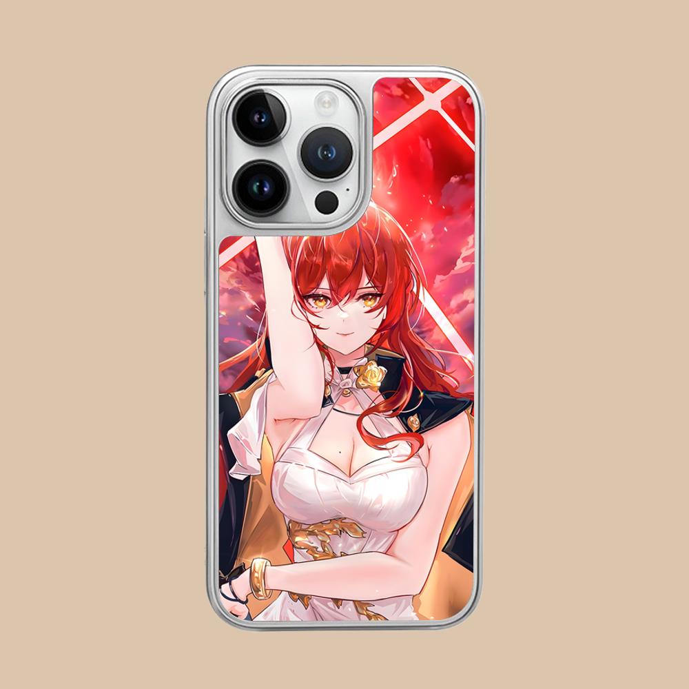 HSR Himeko Silver Plating Mobile Phone Case for iPhone 17 16 15 14 13 12 11 Air Pro Max Plus Colorful Cover