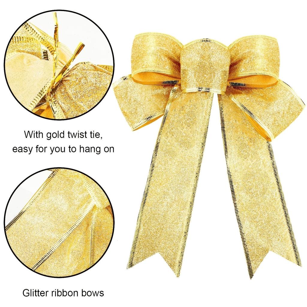 6Pcs Christmas Decoration Bow Ribbon Christmas Tree Pendant Handmade Design for Home Decor Navidad New Year 2026 DIY Ornament