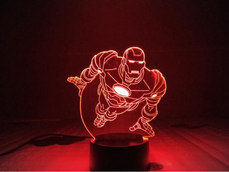 3D Avengers Iron Man & Captain America LED Night Light for Kids