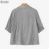 ZANZEA Women Casual V-Neck Loose Summer 3/4 Sleeve Blouse