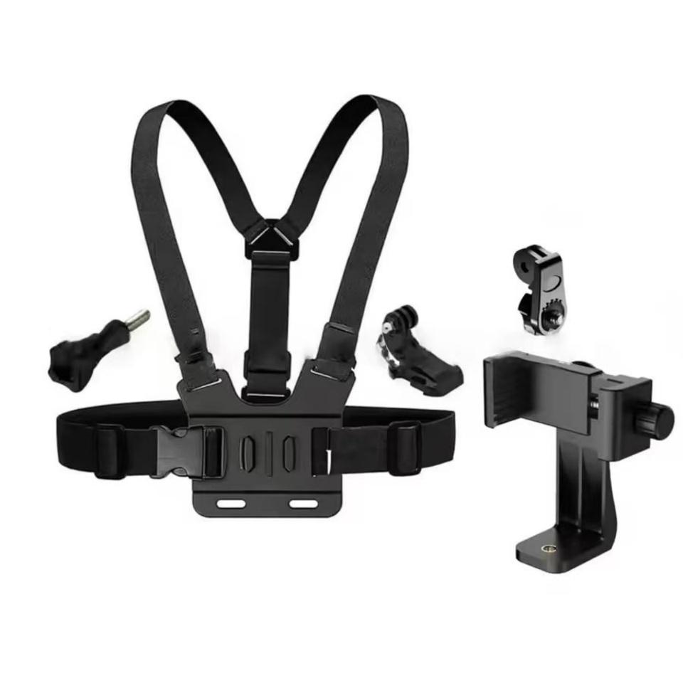 

Adiustable Phone Clip Holder With Chest Strap Fixation Bracket for Sport Camera Mobile Phone Camera Black Holder Accessor