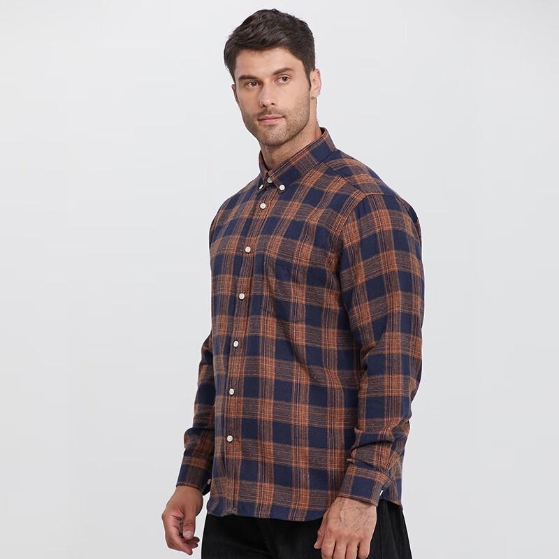 Men's Plus Size Brushed Plaid Long Sleeve Shirt