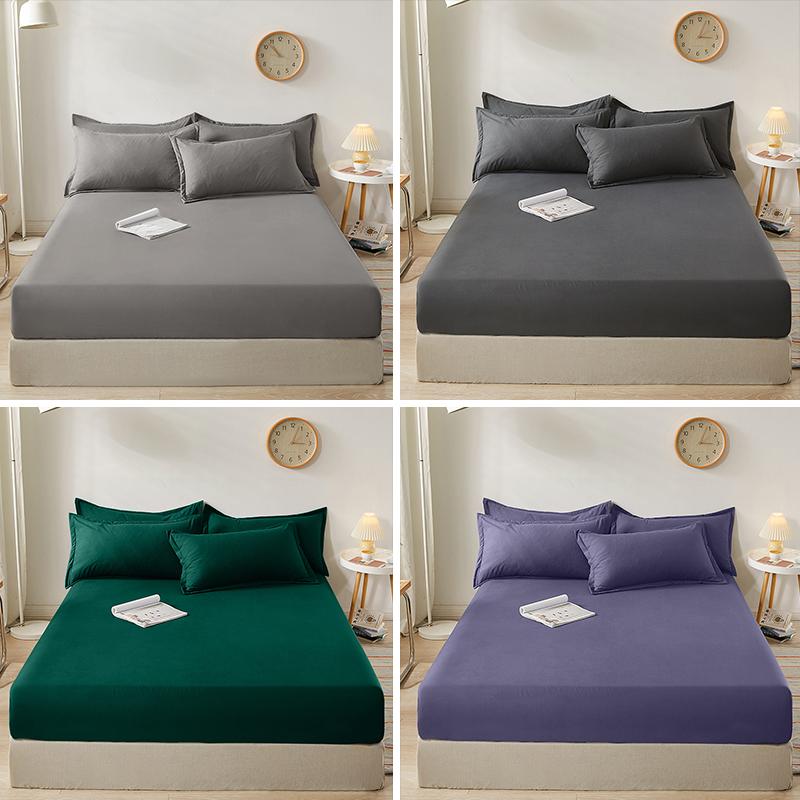 Cotton Fitted Sheet With Elastic Bands Non Slip Adjustable Mattress Covers For Single Double King Queen Bed Cover 140/160/200CM