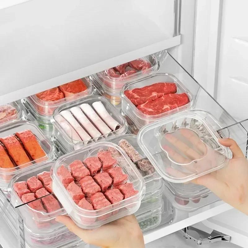 10/1pc Refrigerator Storage Box Food-Grade Meat Fresh-keeping Box Transparent Home Kitchen Vegetable Fruit Sealed Small Crisper