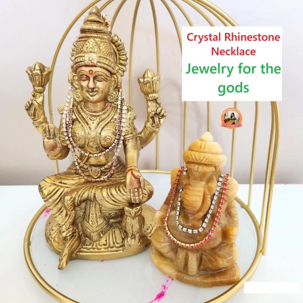 Crystal Rhinestone Necklace Hinduism Ganesha Elephant Head God Powerful Success Wealthy Love Amulet Jewelry Vintage Gifts Protect Health Lucky Rich