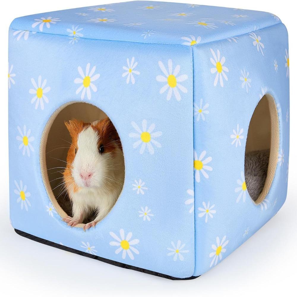 Cozy Washable Guinea Pig Hideout with Cushion Breathable Small Pet Bed Large Size Non-slip Chinchilla Hamster House Rabbit