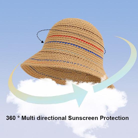 Fisherman Hat Colorful Striped Pattern Short Brim Sun Protection Hat Hollow Breathable Outdoor Activities Travel Beach Sun Hat