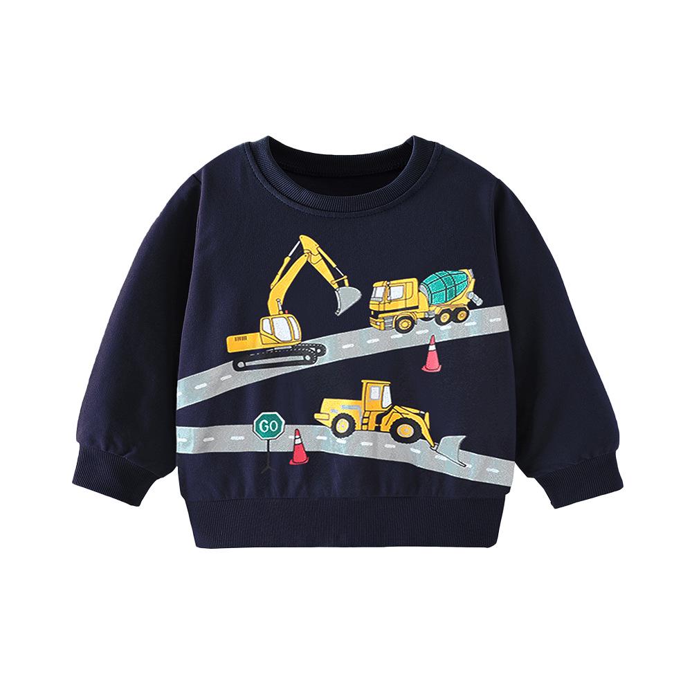 

European Autumn/Winter Children s Cartoon Excavator Sweatshirt - Round Neck, Long Sleeve Pullover 6 Years (120cm)