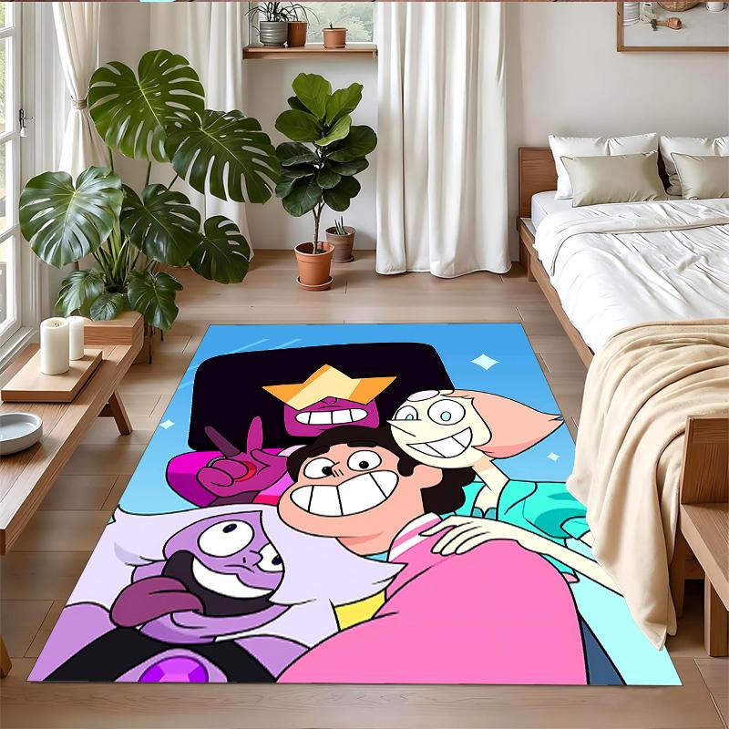 Anti‑Slip Crystal Velvet Floor Rug, Steven Universe Design Carpet for Indoor Living Bedroom Home Decoration