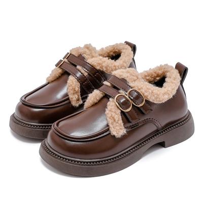 Children's Cotton Shoes Autumn and Winter New Children's Non-slip Snow Shoes for Girls Plus Fur Boots for Girls Warm Woolen Shoes