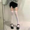 Women's Sexy Suspender Thigh High Stockings Velvet Thin Black and White Irregular Exposed Skin JK Japanese Over-the-knee Socks