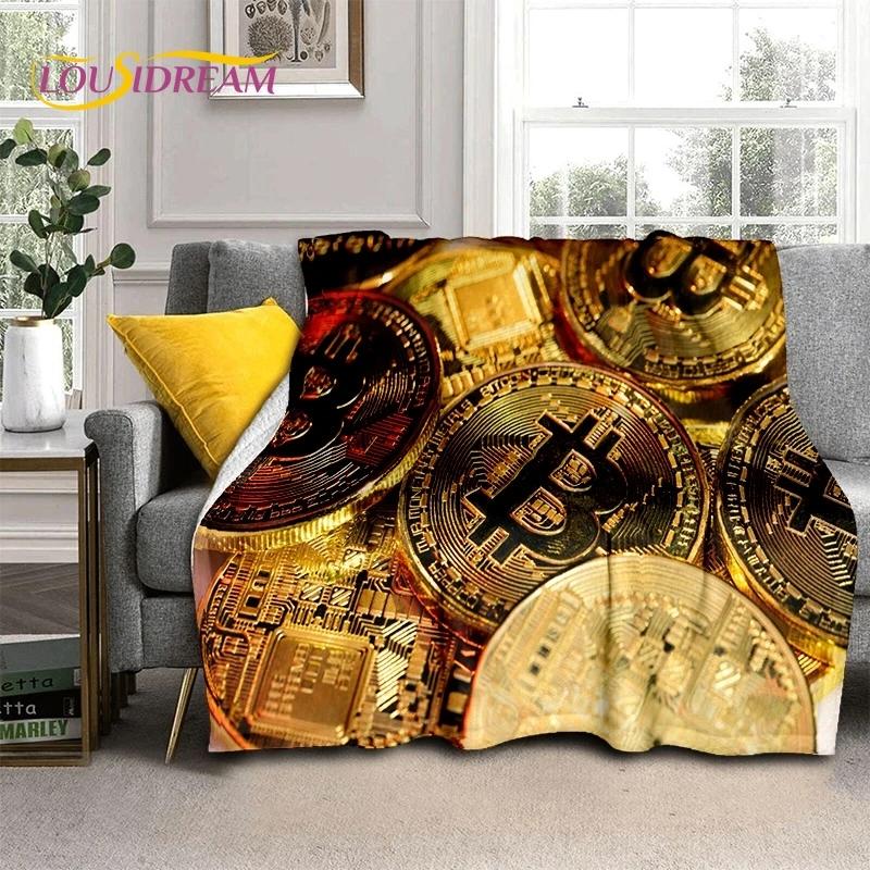 Bitcoin Virtuelle Währung NFT Weiche Flanelldecke für Betten Schlafzimmer Sofa Picknick, Überwurfdecke zum Zudecken Outdoor Freizeit Nickerchen Geschenk