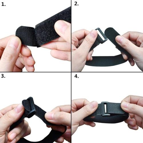 Stoooduo Cable Ties, Velcro, Cargo Tie Straps, Set of 4, 20*600mm, with Buckles, for Organizing Cords and Cables, Black