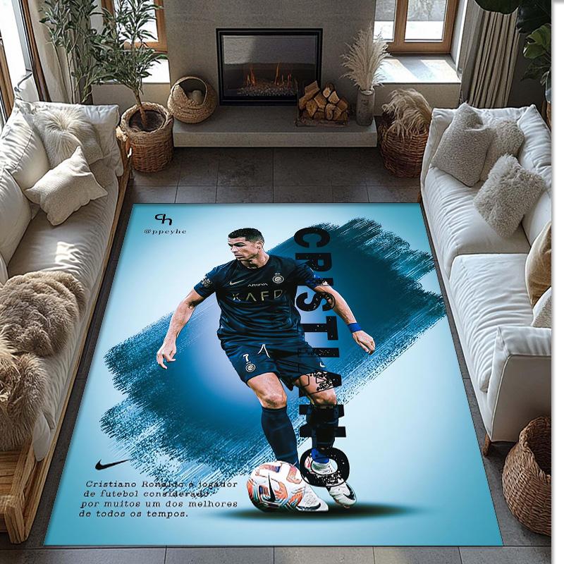 Cristiano Ronaldo Nadrukowany Flanelowy Dywanik Obszarowy Antypoślizgowy Miękki Poliestrowy Dywanik Podłogowy Mata Dekoracyjna do Sypialni Salonu Kanapy