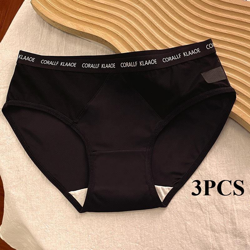 3 PCS Women's Seamless Thin Cotton Crotch Underwear Large Size Ice Silk Mid-waist Briefs Panties