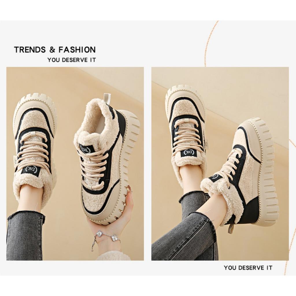 Women's High Top Boots Winter Series: New Velvet Lining, Thick Soled Breathable Casual Shoes, Elegant and Comfortable