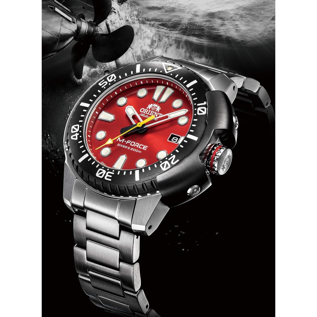 [ORIENT] Men's Automatic Watch, M-Force Series, 200m Water-Resistant Dive Watch, Mechanical, Red, With Domestic Warranty