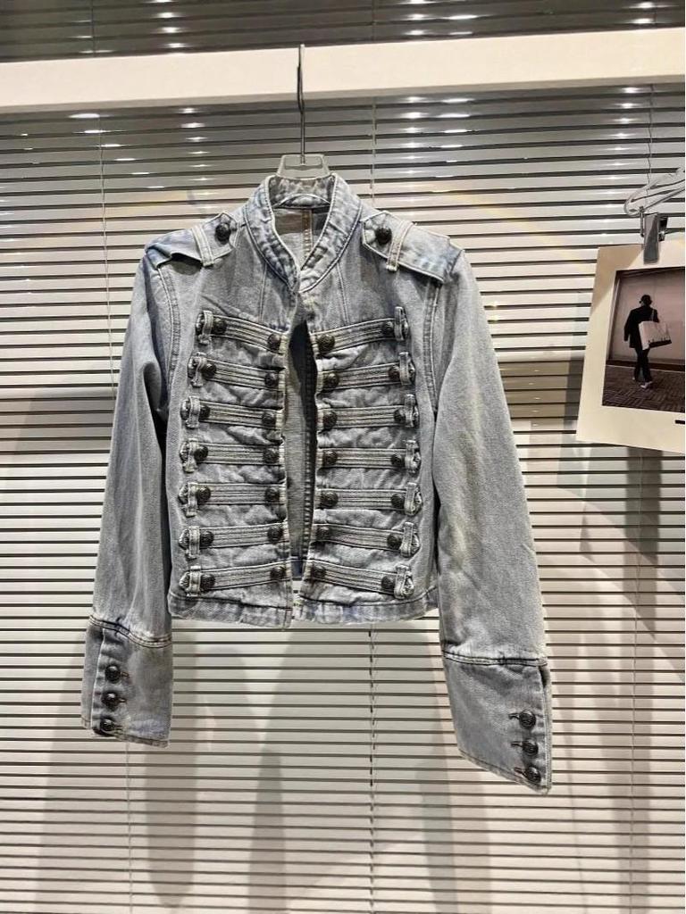 Women's Slim Stand Collar Long Sleeve Denim Jacket - Trendy Spring & Autumn Style