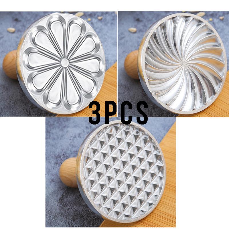 6/3/1 Cookie Cutter Aluminum Alloy Cookie Stamps Wooden Handle Smile Heart Pattern DIY Hand Press Cookie Mold for Festival Party