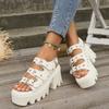 Fashion Large Size Women High Heeled Sandals Summer Punk Height Increasing Sandal Motorcycle Gothic Woman Shoes Khaki Platform Sandals