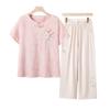 Women's Summer Embroidered Linen Cotton Two-Piece Set
