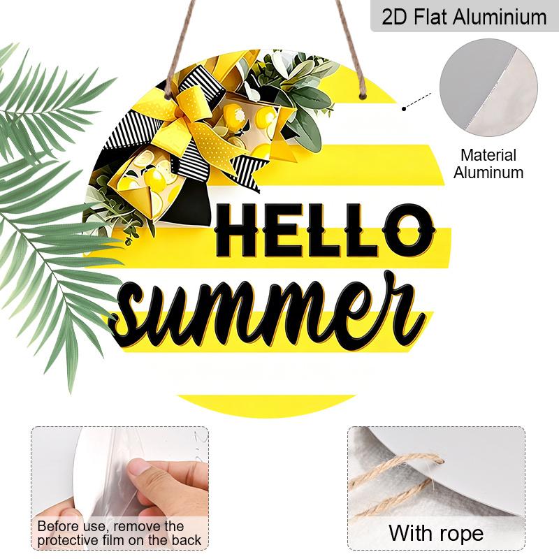 2D Flat Retro Round Aluminum Wall Panel, Multi-Size Fresh Summer Decor, Indoor Outdoor Hanging Art for Home Cafe Bar, Keepsake Gift