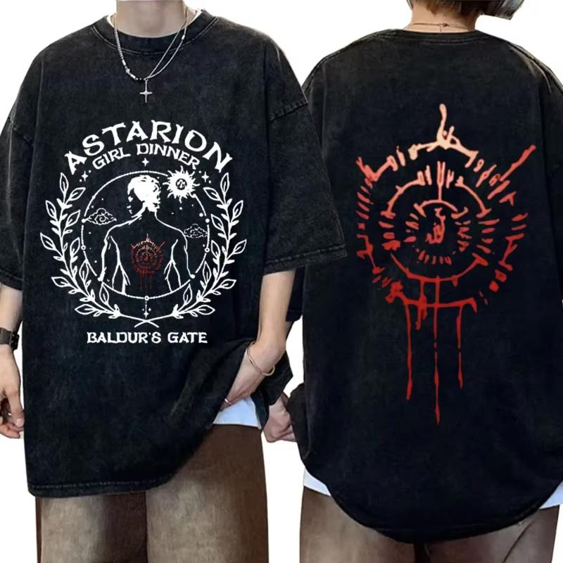 Astarion Girl Dinner Graphic T Shirt Baldurs Gate  Fan Gamer Washed T Shirts Women Unisexs Vintage Gothic Cool Tshirt Streetwear