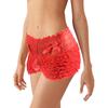 Men Sexy High Waist Underwear Mesh Lace Shorts Panties with Bowknot Decor Solid