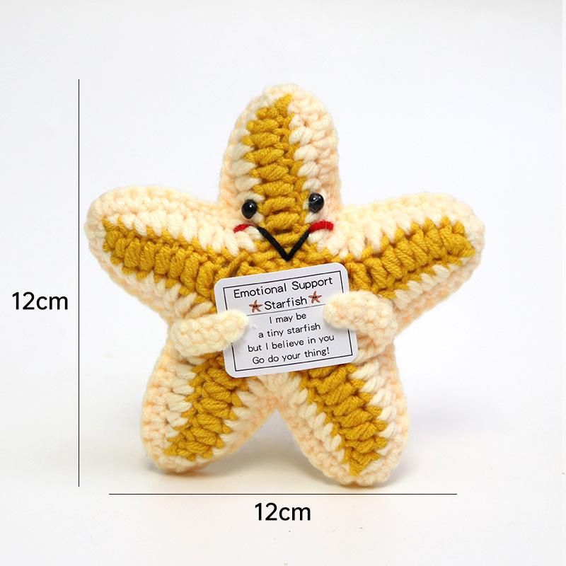 Positive Crochet Dog Doll With Affirmation Card Home Room Decoration Funny Handmade Plush Wool Doll Ornaments Christmas Gifts