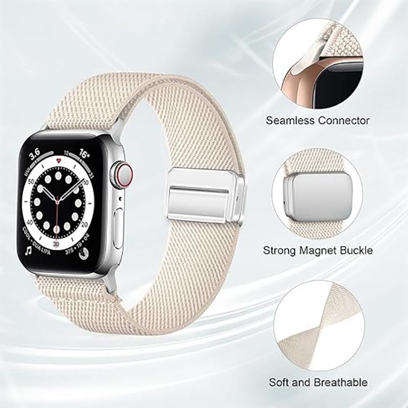 Magnetic Loop For Apple Watch Band 40mm 44mm 45mm 49mm 41mm Scrunchie Nylon Bracelet Iwatch Series Ultra 2 9 3 6 7 8 Se 10 Strap