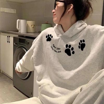 Women's Pure Cotton Fleece-Lined Oversized Hooded Sweatshirt - 2025 Autumn/Winter Collection