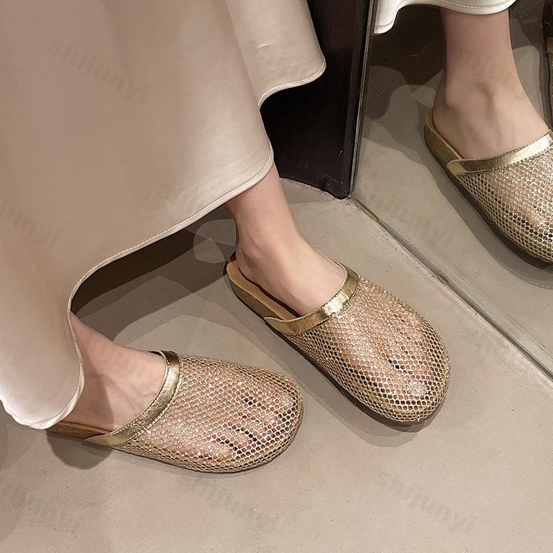 Summer Women Slippers 2026 New Flat Round Toe Outdoors Slippers Women Breathable Hollow Out Fashion Sandals Zapatos De Mujer
