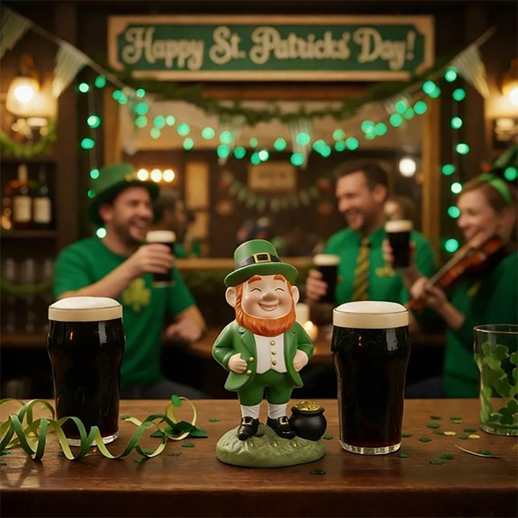 Costeam Leprechaun Figurine Decorative Ornament,Festive Craft For St Patrick’s Day Home Decor And Holiday Display