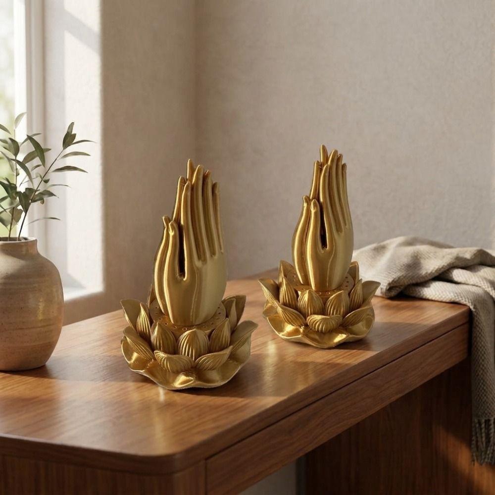 3D Printed Lotus Hand Incense Holder Praying Hand Tabletop Incense Base Living Room