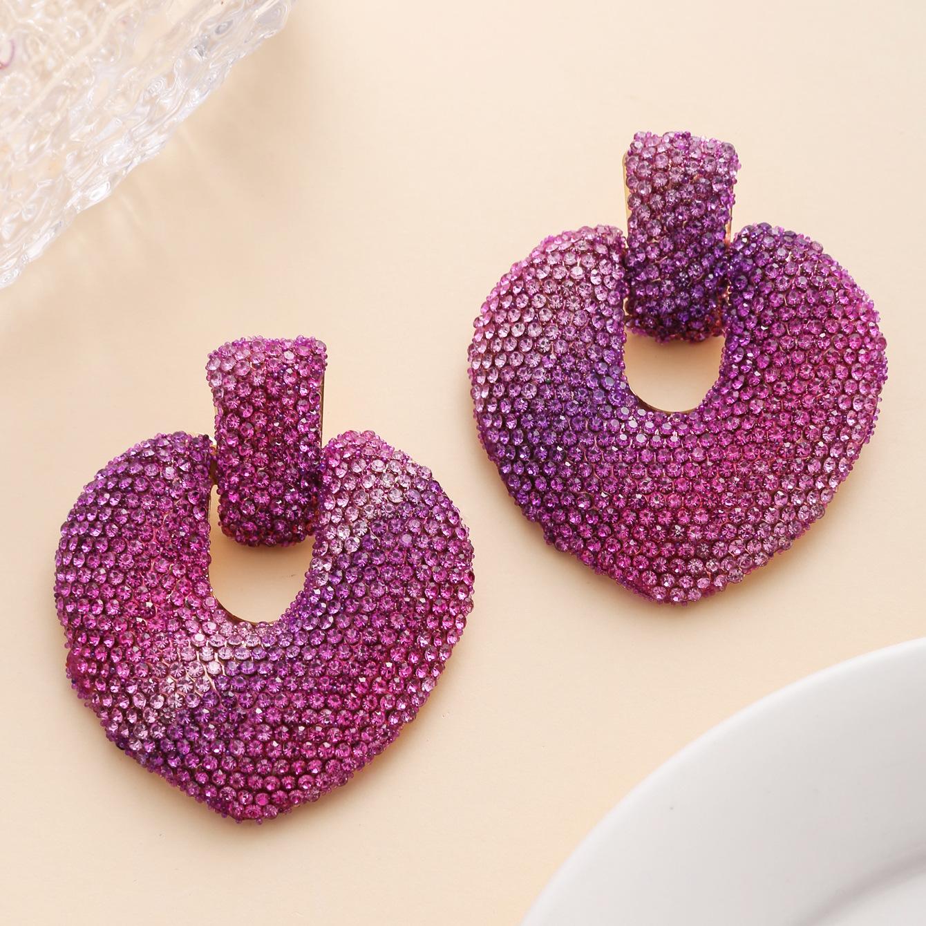 

Новый стиль, модные креативные серьги, персонализированные красочные серьги со стразами «Любовь», женские серьги, радужные украшения 5.8*5cm яркий розовый